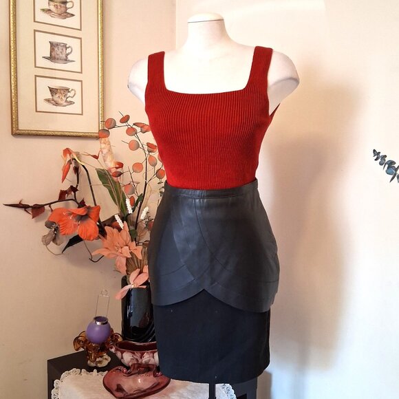 NWOT NOUSVOUS Black Chic Mini Leather Skirt Women’s Fall Winter Short Skirts - Picture 6 of 9